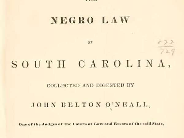 Negro law of South Carolina