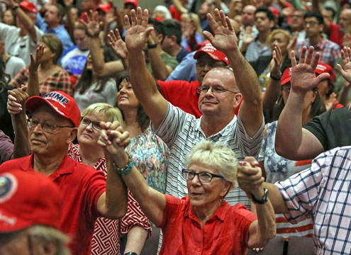 White Evangelical Trump supporters worshipping